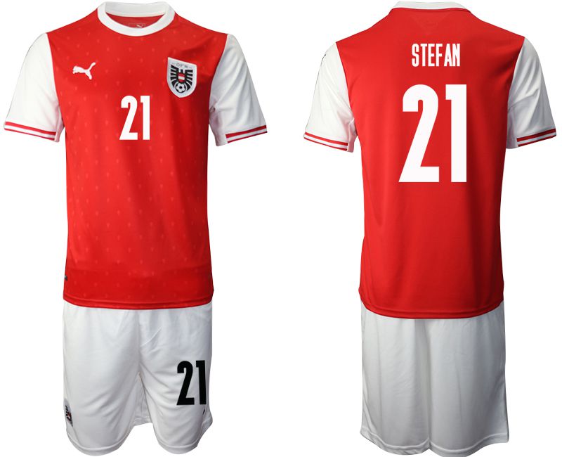 Men 2020-2021 European Cup Austria home red #21 Soccer Jersey->austria jersey->Soccer Country Jersey